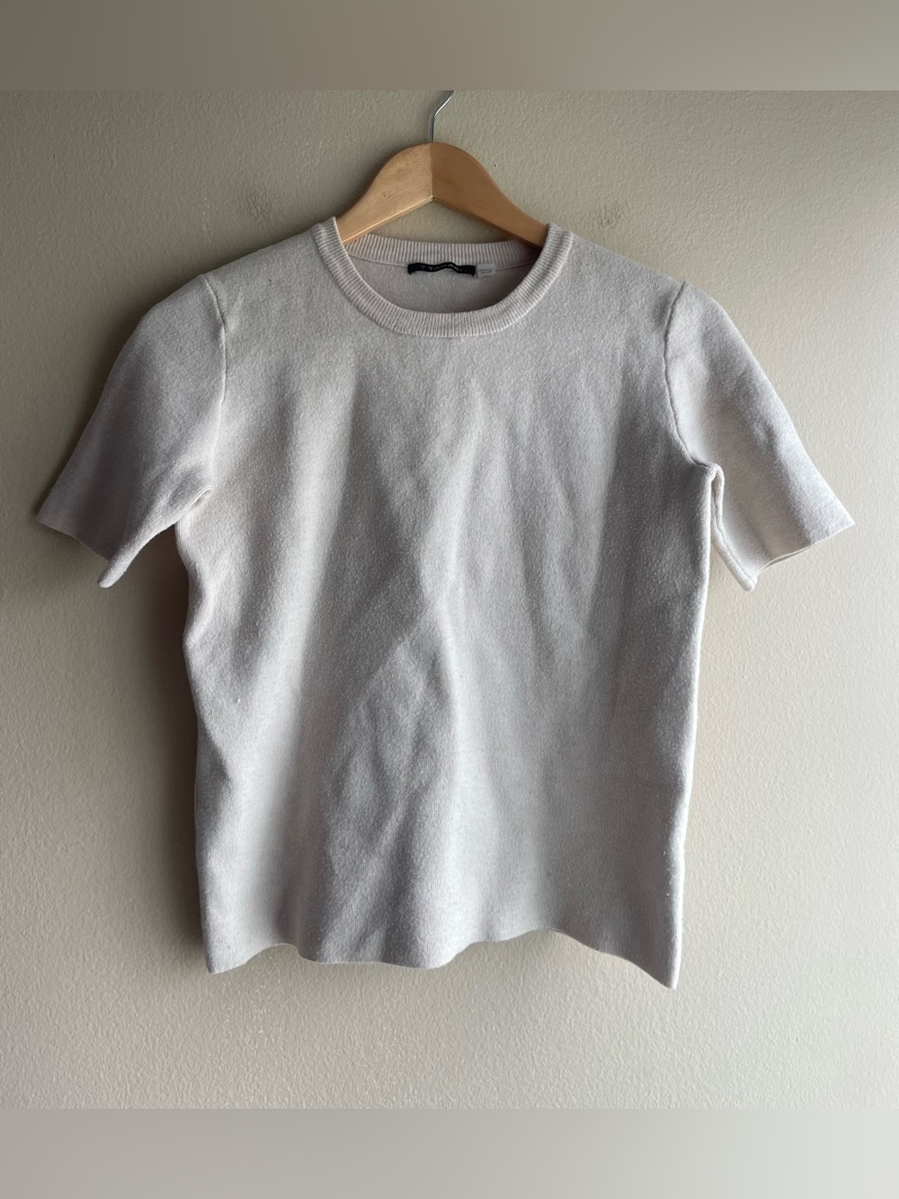 Tahari Cream Short-Sleeve Crew Neck Sweater Top SP